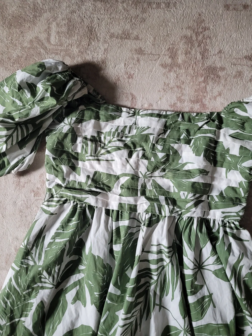 Abercrombie & Fitch White Dress with Green Leaf Print